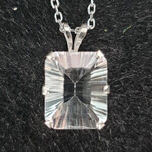 Elegant Vintage Italy 925 Silver 4 CT Genuine White Topaz Minimalist Necklace